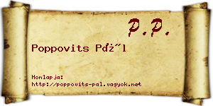 Poppovits Pál névjegykártya